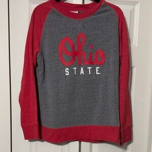 J. America Red & Gray Ohio State Raglan Crewneck Sweatshirt